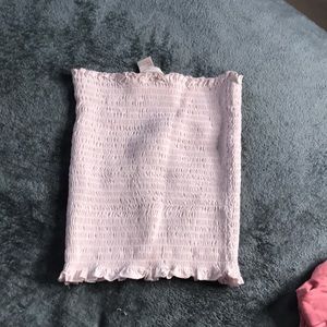 white ruched tube top